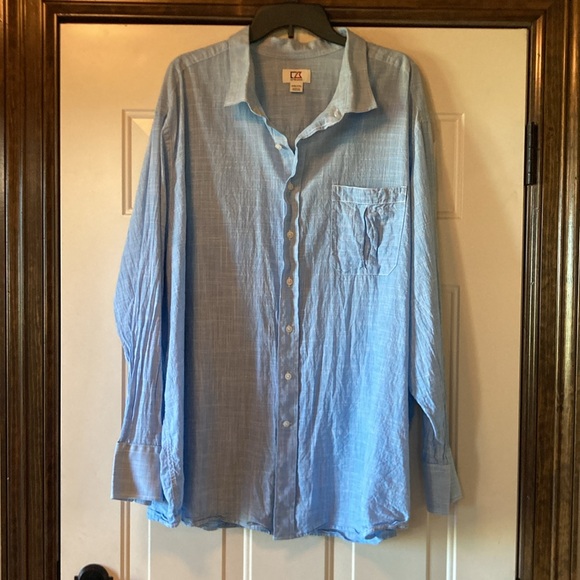 4XB Big Cutter & Buck Light Blue Button Down Dress Shirt - Picture 2 of 13
